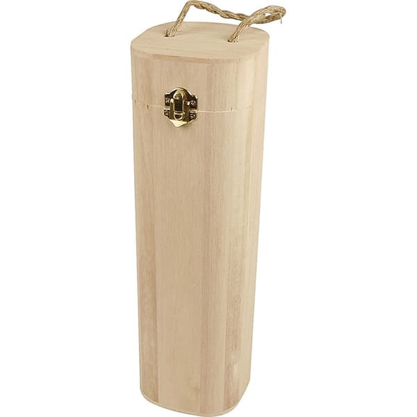 Ask Vinhållare - Trä med Metallås - Höjd 34 cm