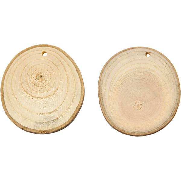 Träskivor - Ca 4-7 cm - Tjocklek 5 mm - Inkl Hål - 25 st