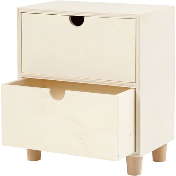 Minibyrå av Trä - Höjd 23 cm - 2 fack