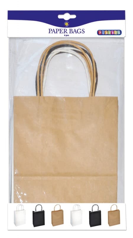 Papperspåsar Vit, Svart & Natur - 24,5x19 cm - 6 st