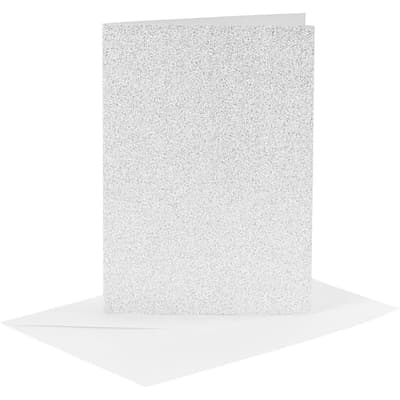 Kort och kuvert - A6 - Silver - Glitter - 4 set