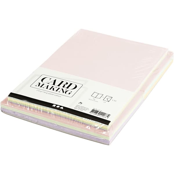 Kort och kuvert - A6 - Pastellfärger - 50 set