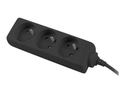 Lanberg - Effektband - ingång: power CEE 7/7 - utgångskontakter: 3 (CEE 7/5) - 3 m sladd - svart