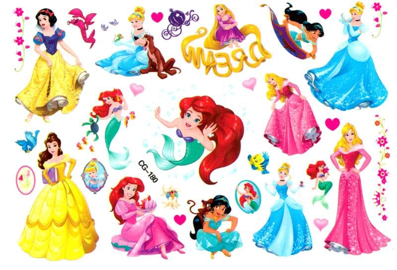 13 st BØRN tatoveringer DISNEY PRINCESS tatovering Tattoo