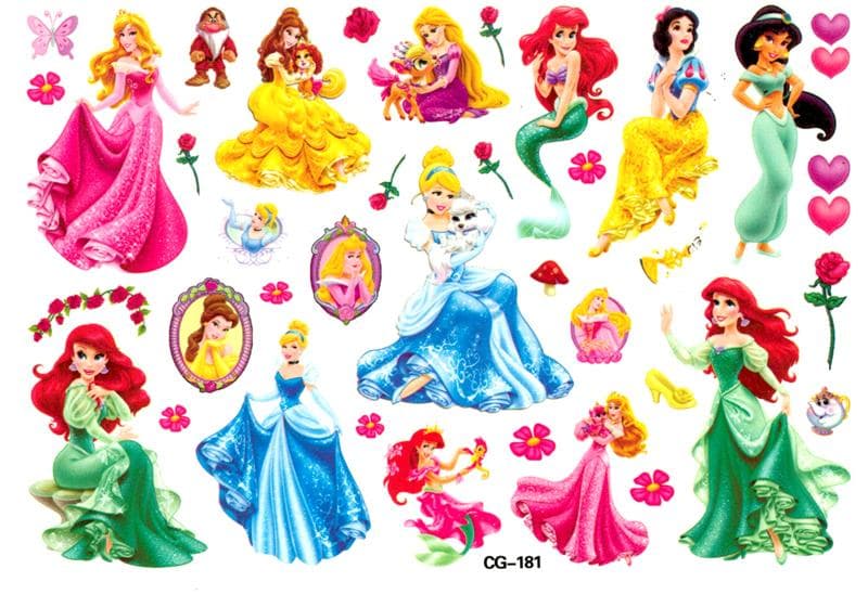 16 st BØRN tatoveringer DISNEY PRINCESS tatovering Tattoo