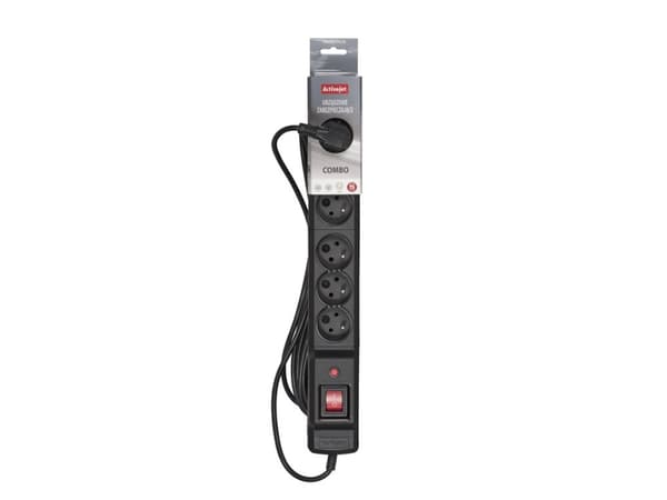 Activejet COMBO 6GN 3M, 3 m, 6 AC-pistorasia(a), Sisätila, Tyyppi E, Tyyppi E, Muovi
