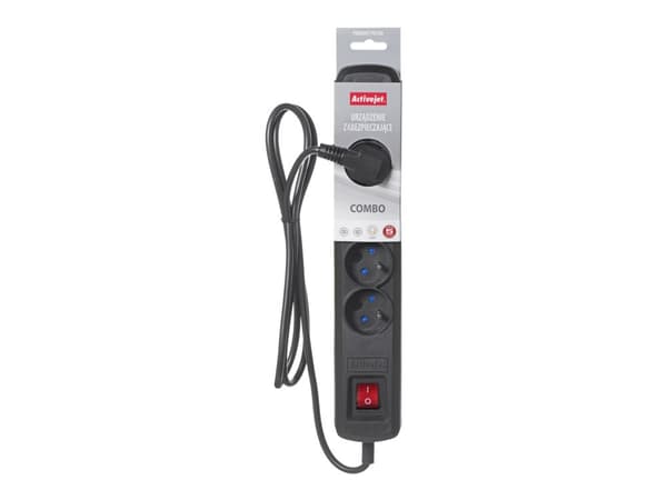 Activejet ACP-5GN 3M CZ, 3 m, inomhus, Typ E, Typ E, Plast, Svart