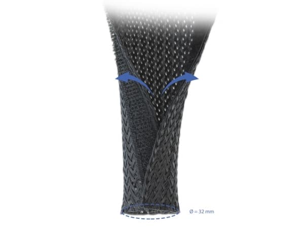 Delock Braided Sleeving with Hook-and-Loop Fastener - Kabelhölje - 10 m - svart