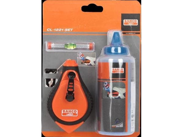BAHCO Kridtsortiment CL-1221-SETBestående af 3 dele: kridtsnorblåt kridt og snorvaterpas.