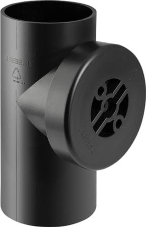 75 mm x 90° Renserør med dæksel sort PEH Geberit