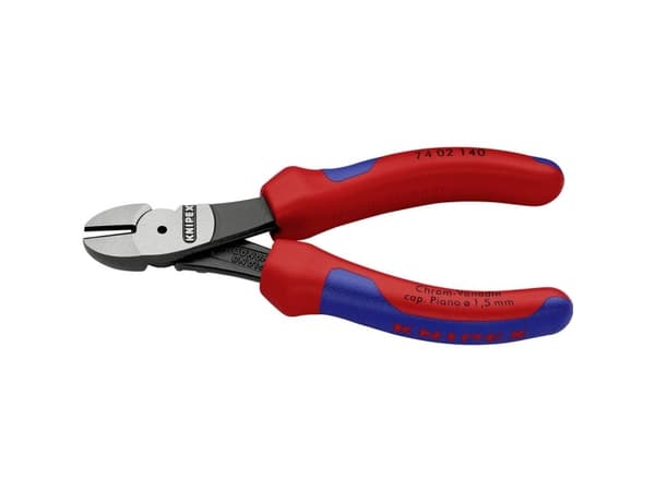 Knipex 74 02 140, Diagonal tang, Kromvanadiumstål, Plast, Blå, Rød, 140 mm, 157 g