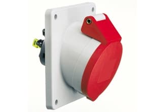 BALS CEE-uttag infälltH6 400V 16A 5-poligt rött snett 20°, fläns 100x92 mm, Quick Connect®IP44, polyamid