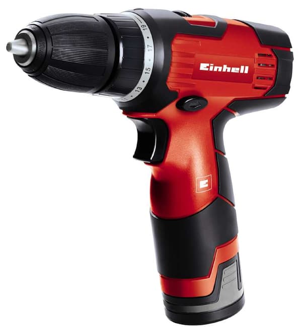 Einhell TH-CD 12-2 Li, Boremaskin med pistolgrep, Nøkkelløs, Sort, Rød, 1 cm, 350 RPM, 1300 RPM