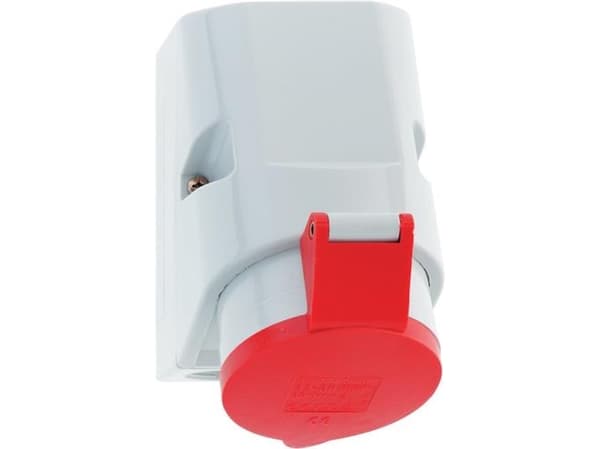 BALS CEE seinäpistorasiaH6 400V 32A 5-napainen, punainen leveys x korkeus 83x126 mm, yläosa M25 alaosa 2x M25, Quick Connect®IP44, polyamidi