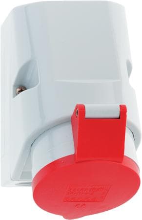 BALS CEE seinäpistorasiaH6 400V 32A 5-napainen, punainen leveys x korkeus 83x126 mm, yläosa M25 alaosa 2x M25, Quick Connect®IP44, polyamidi