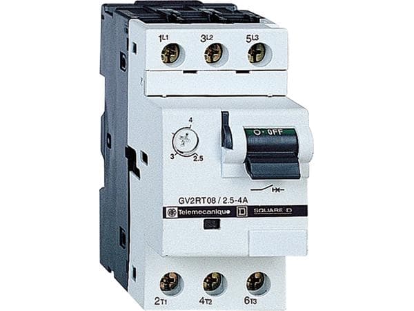 SCHNEIDER ELECTRIC Manuellt motorskydd TypGV2-RT 3-poligt inställningsområde 1,6-2,5A vid 400VAC Skruvterminal För transformatorer och motorer