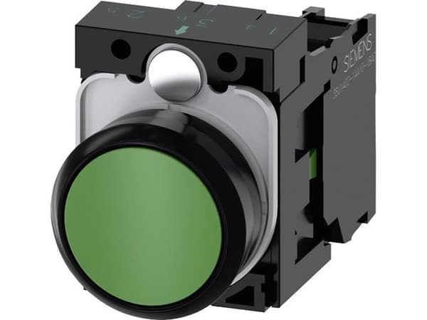 Siemens 3SU1100-0AB40-1BA0 Painike Eturengas muovinen, säätönuppi litteä Vihreä 1 kpl