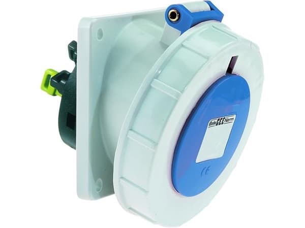 BALS CEE stikdåse indbygningH6 230V 16A 3 polet blåskrå 20°, laippa 75x62 mm, Quick Connect®IP67, polyamidi