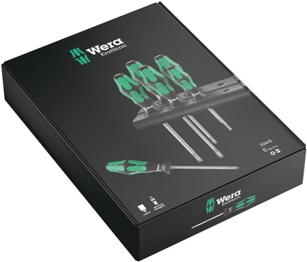 Wera 334/6 Rack skruvmejslar Kraftform Plus Lasertip + Rack, 6 stycken