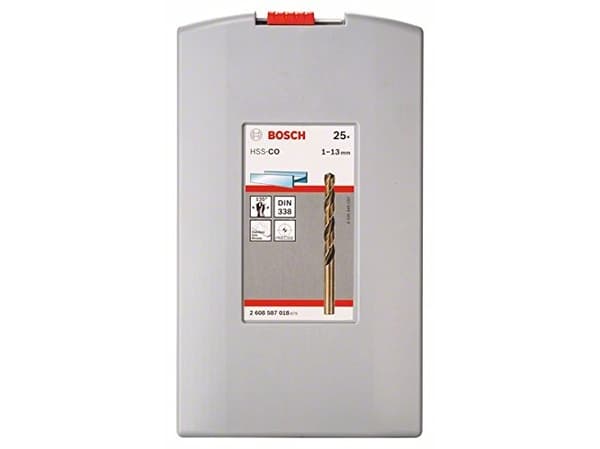 Bosch 2 608 587 018, Pora, Poranteräsetti, Seosteräs, valurauta, Seostamaton teräs, Ruostumaton teräs, 135°, Pikateräs-kobolttiseos (HSS-Co), Lieriöm