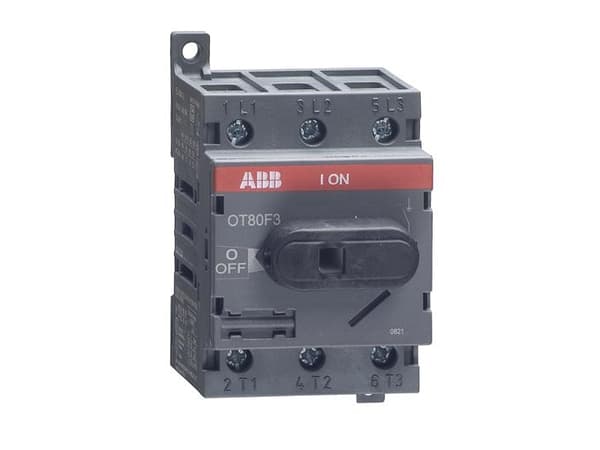 ABB OT80F3, 3P, Ledningsført, Sort, IEC 60947-3 / UL 508 / CSA C22.2 No. 14, 600 V, 52,5 mm