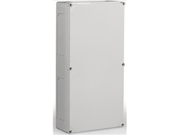 ENSTO Vægskab montagekasse komplet polycarbonat 300 x 600 x 132 mm grå RAL7035 med grå låg IP66/67 6 x F2 flangeudslagsblanketter