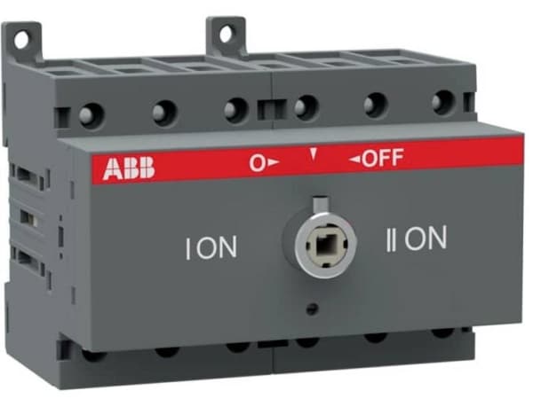 ABB-kytkin 1-0-2, 63A (AC-21/AC-22), 3-napainen, ilman kahvaa ja akselia, jalustalle tai DIN-kiskoon asennettavaksi