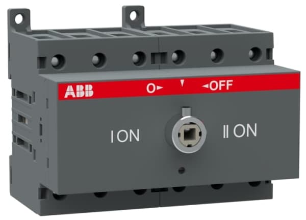 ABB-kytkin 1-0-2, 63A (AC-21/AC-22), 3-napainen, ilman kahvaa ja akselia, jalustalle tai DIN-kiskoon asennettavaksi