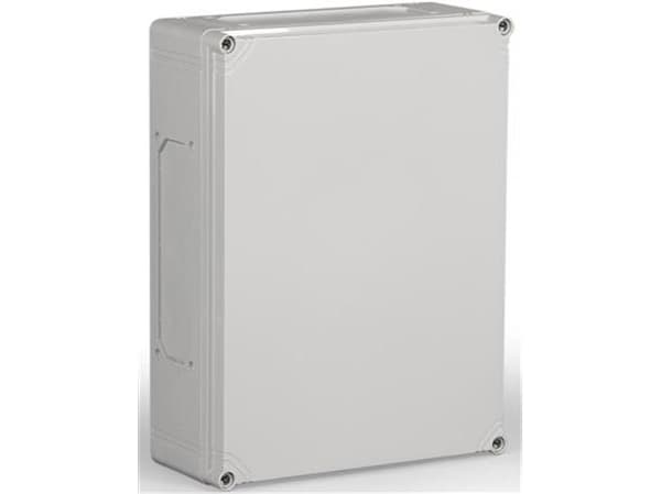 ENSTO Vægskab montagekasse komplet polycarbonat 300 x 400 x 132 mm grå RAL7035 med grå låg IP66/67 4 x F2 flangeudslagsblanketter