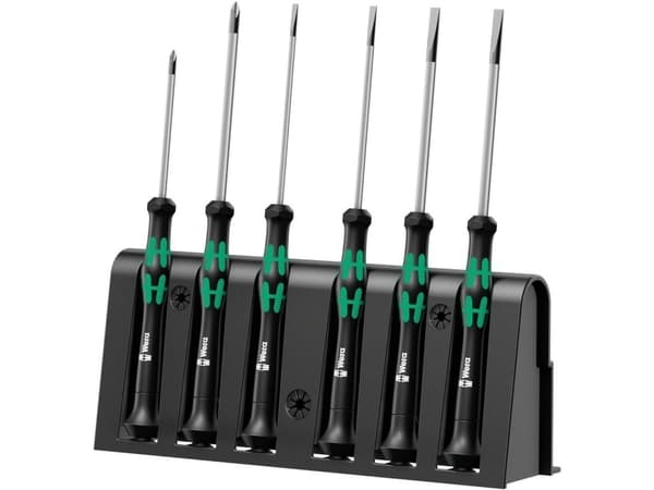 Wera 2035/6 B elektronikk skrutrekkersett + stativ, 55 mm, 205 mm, 26 mm, 424 g, svart, grønn