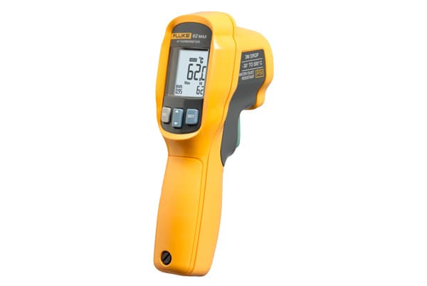 Fluke 62 MAX+, F, °C, -30 - 650 °C, Gult, -22 - 1202 °F, 1 °C, Rektangulær