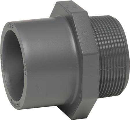 PVC overg.nip. 1/2 x 20/16mm - m. klæbemuffe og klæbestuds. PN16
