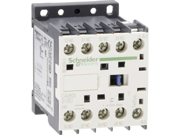 SCHNEIDER ELECTRIC Rele DIN-kiskoon asennettava, TeSys K, 3NO+1NC kelan jännite 24V DC Ith 10A
