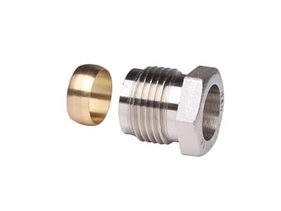 Danfoss 013G4115, Kompressionskoppling, Kall-/varmvattenssystem, Nickel, 16 Bar, 10 Bar, 120 ° C