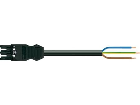 Anslutningskabel 1M HF Eca kvinnlig/fri 3-stift, svart