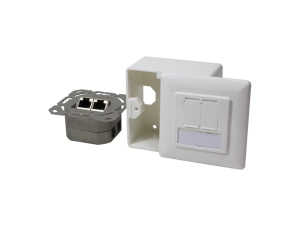LogiLink - Ytmonterat uttag - CAT 5e - RJ-45 X 2 - signalvit, RAL 9003