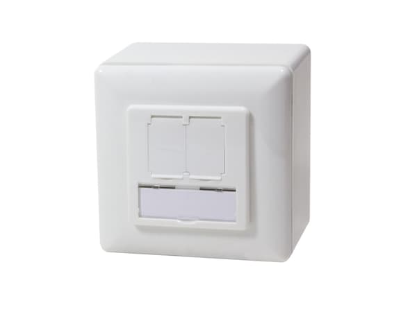 LogiLink - Ytmonterat uttag - CAT 5e - RJ-45 X 2 - signalvit, RAL 9003