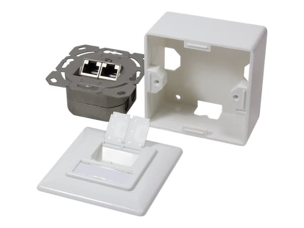 LogiLink - Ytmonterat uttag - CAT 5e - RJ-45 X 2 - signalvit, RAL 9003 Metallisk, Vit