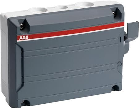 ABB Sikkerhedsafbryder 6 polet 16A4 udslag til M25 samt 2 til M16, IP65grå med sort greb