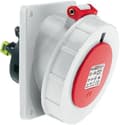 Pikkukuva 2 / 4: BALS CEE-pistorasiaH6 400V 32A 5-napainen, punainen uppoasennus vinoon, laippa 100x92 mm, Quick Connect®IP67, polyamidi
