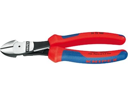 Knipex 74 12 180, Diagonal tang, Kromvanadiumstål, Plast, Blå, Rød, 180 mm, 273 g