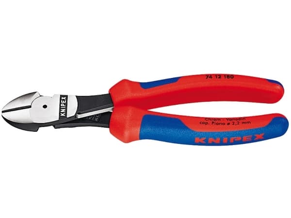 Knipex 74 12 180, Diagonal tang, Kromvanadiumstål, Plast, Blå, Rød, 180 mm, 273 g
