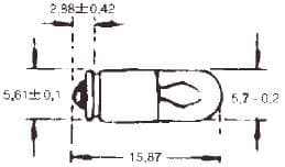 Hehkulamppu kääpiölamppu MG5,7 28V 6x15mm 40mA