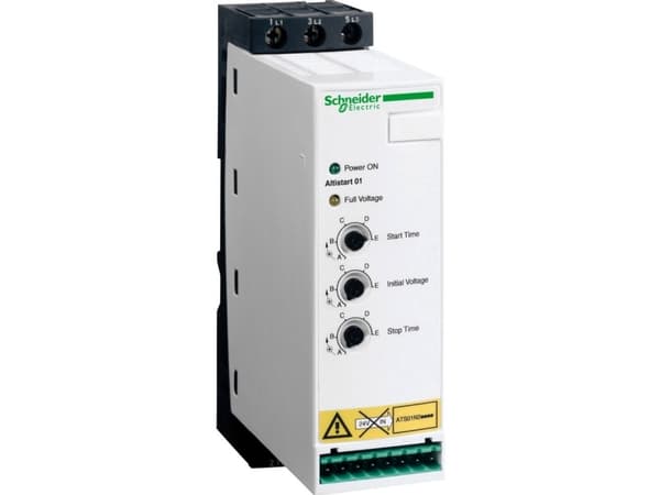 SCHNEIDER ELECTRIC Softstarter 22A, 3 faset regulering380-415V, 11kWMed indbygget bypass Type: ATS01N222QN