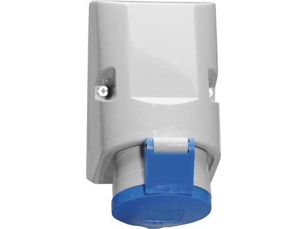 BALS CEE VägguttagH6 230V 32A 3 poligt, blå bredd x höjd 83x126 mm, topp M25 botten 2x M25IP44, polyamid