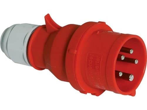 BALS CEE stikprop 32A 400V klokken H6 5 polet rød, IP44, skrueløs Quick connect, m. fasevender, polyamid