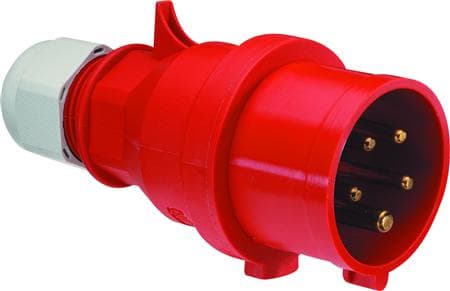 BALS CEE stikprop 32A 400V klokken H6 5 polet rød, IP44, skrueløs Quick connect, m. fasevender, polyamid