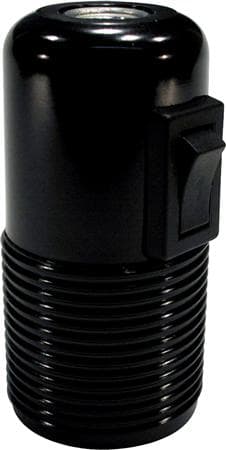Sockelkrona E27 10mm svart med brytare utvändig gänga