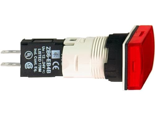SCHNEIDER ELECTRIC Ø16 mm komplet. Rød kvadratisk signal lampe. 12-24 V AC DC
