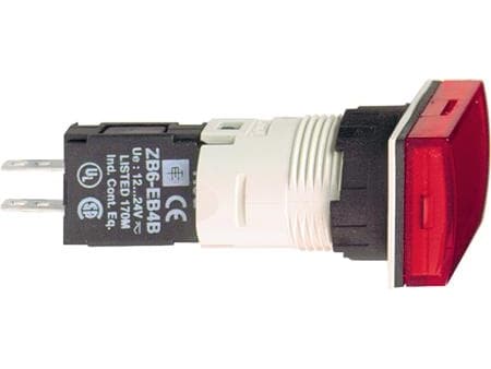 SCHNEIDER ELECTRIC Ø16 mm komplet. Rød kvadratisk signal lampe. 12-24 V AC DC